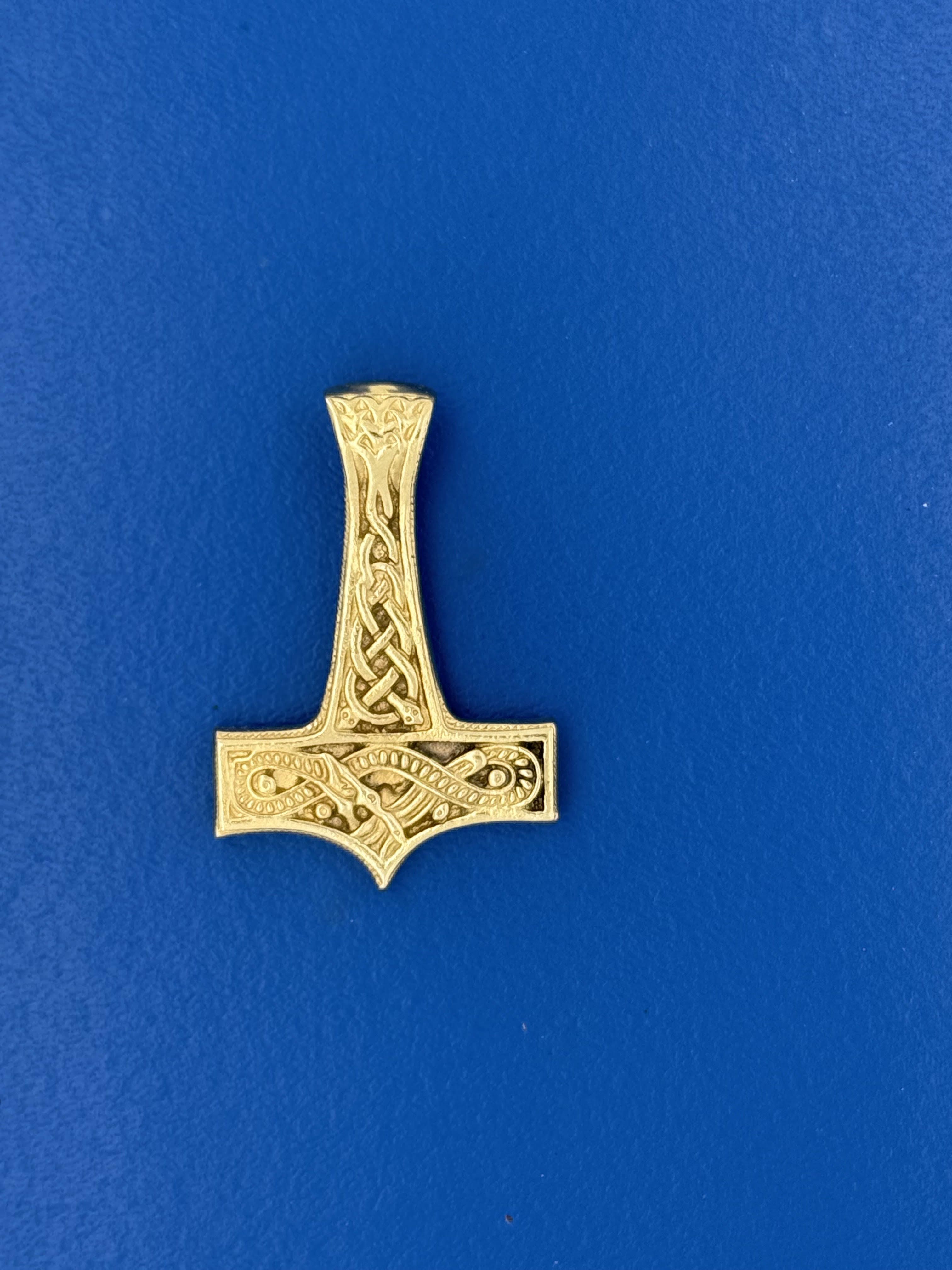 Thors hammer m/slange - mellem i 14 karat guld